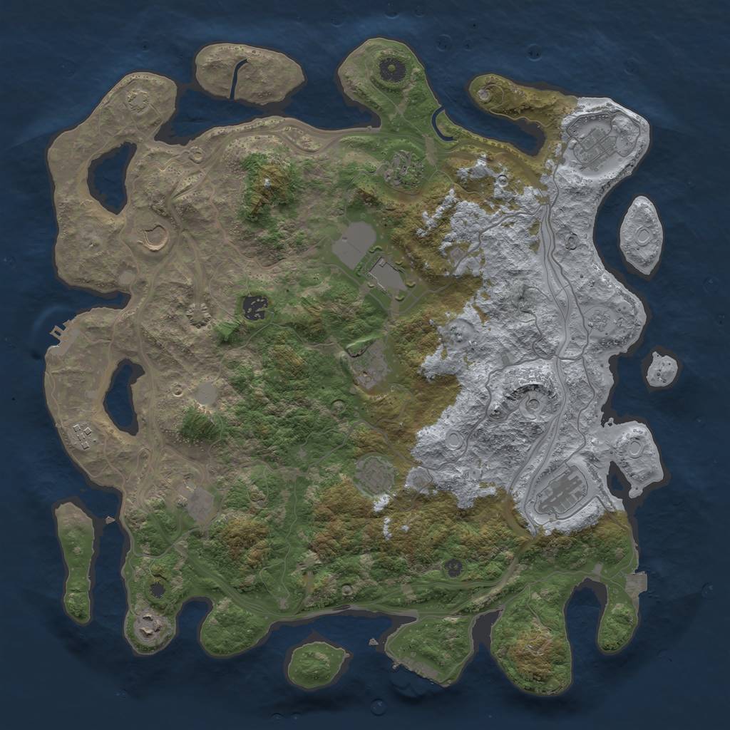 Rust Map: Procedural Map, Size: 4250, Seed: 324854009, 19 Monuments