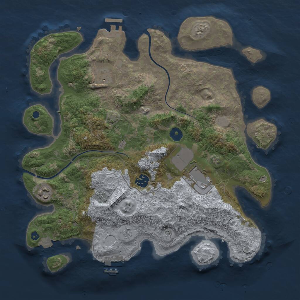 Rust Map: Procedural Map, Size: 3500, Seed: 9885322, 11 Monuments