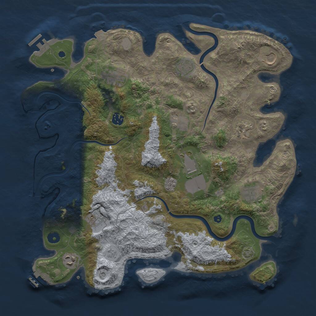Rust Map: Procedural Map, Size: 3950, Seed: 74546456, 17 Monuments