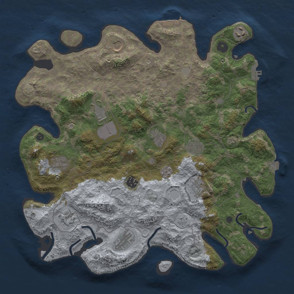 Rust Map: Procedural Map, Size: 4000, Seed: 400021, 19 Monuments