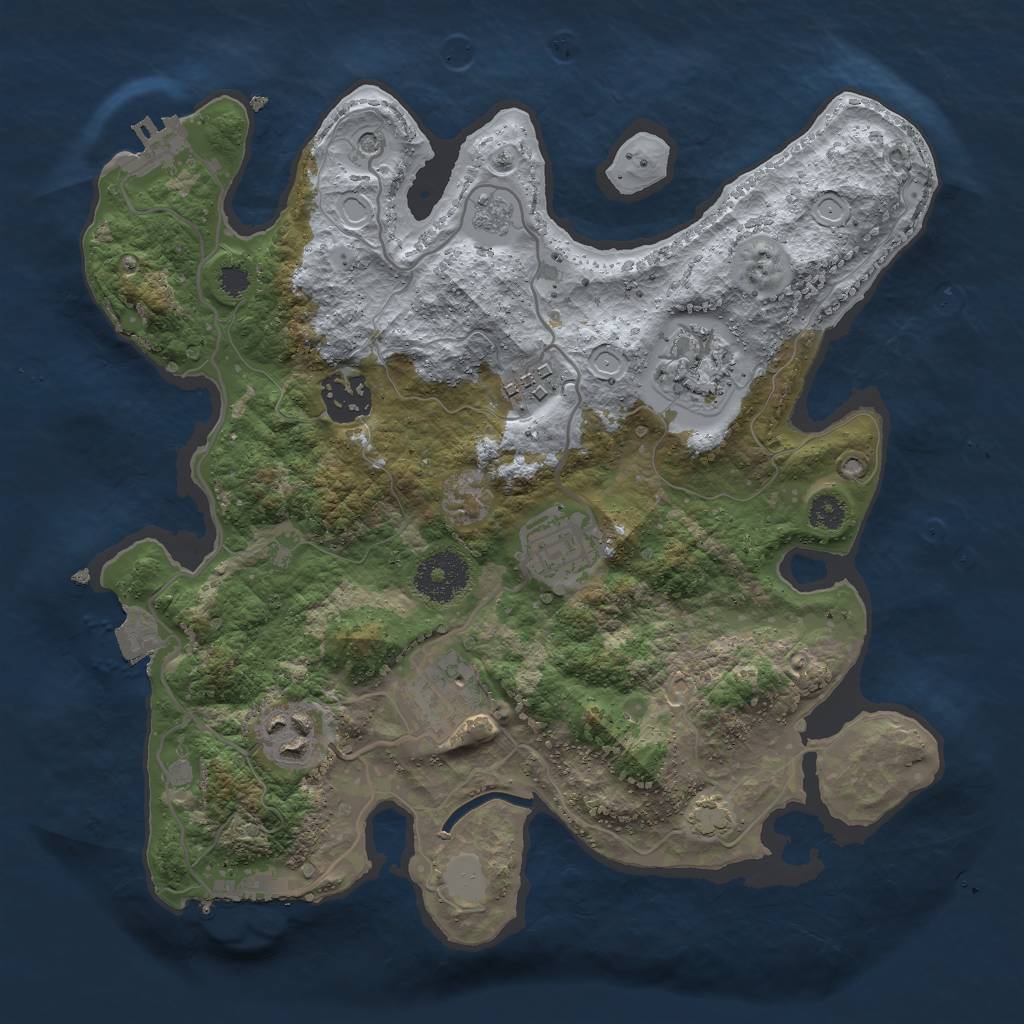 Rust Map: Procedural Map, Size: 3000, Seed: 689122, 14 Monuments