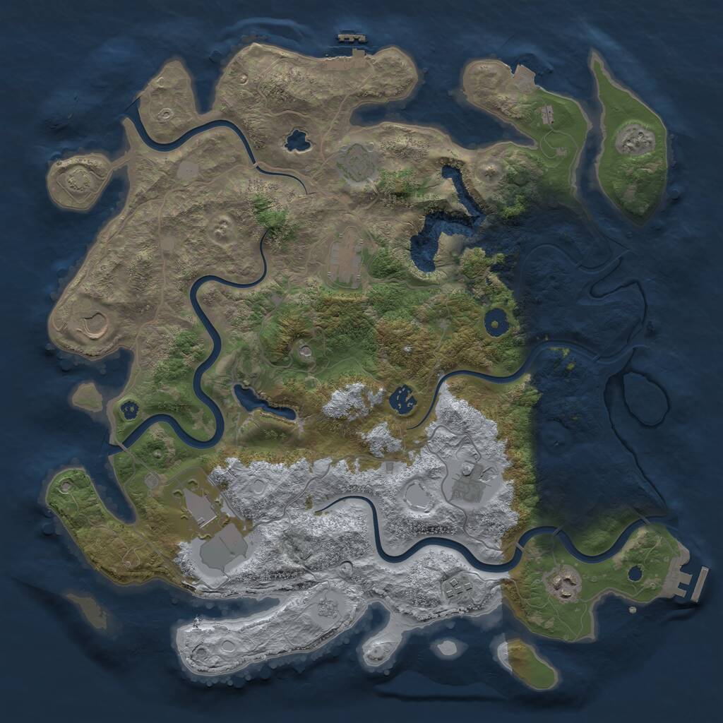 Rust Map: Procedural Map, Size: 4100, Seed: 55893867, 14 Monuments
