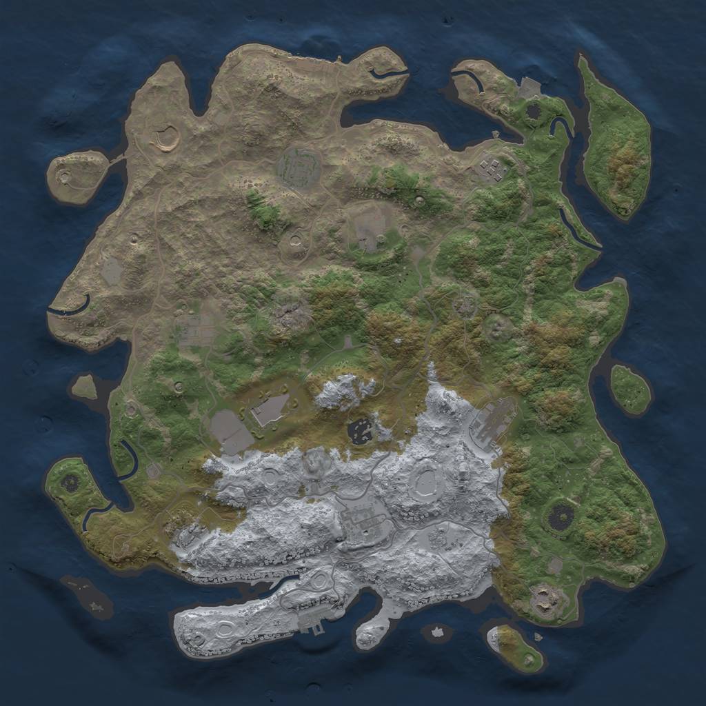 Rust Map: Procedural Map, Size: 4100, Seed: 55893867, 19 Monuments
