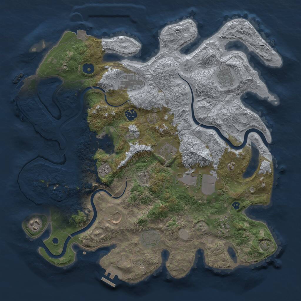 Rust Map: Procedural Map, Size: 3950, Seed: 26963481, 17 Monuments