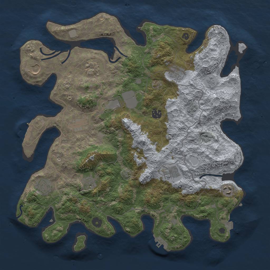 Rust Map: Procedural Map, Size: 4000, Seed: 651016787, 19 Monuments