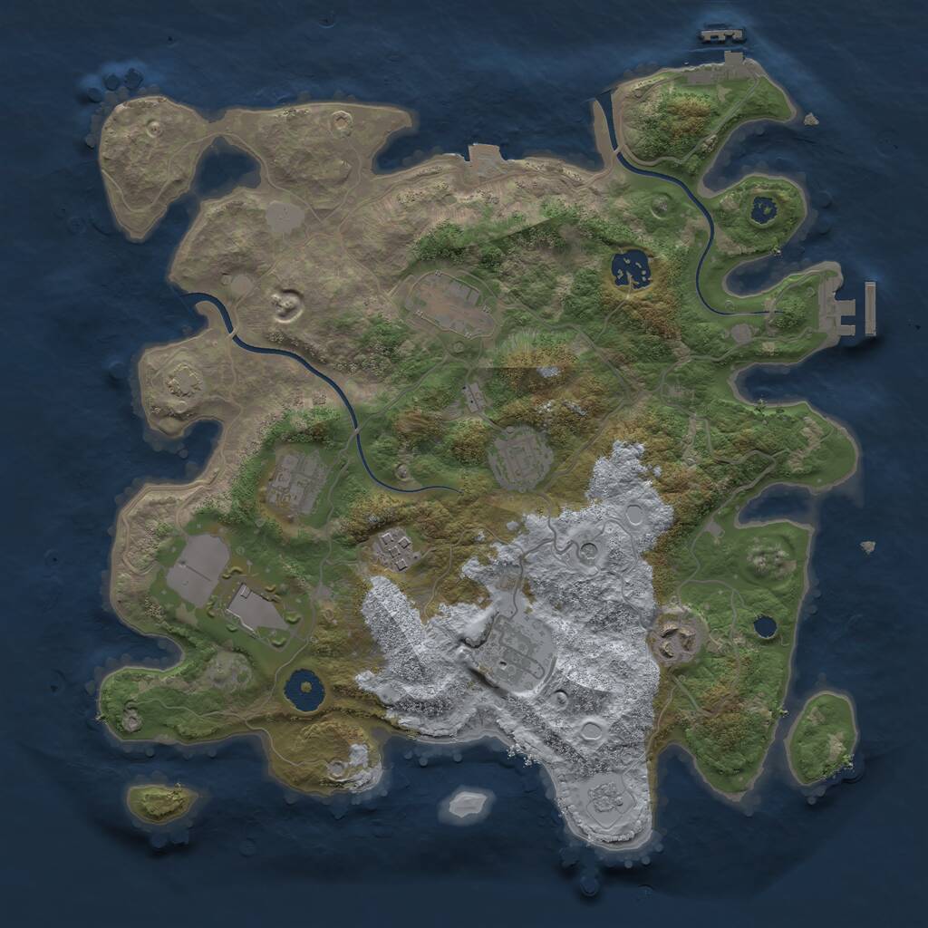 Rust Map: Procedural Map, Size: 3500, Seed: 1069500420, 14 Monuments
