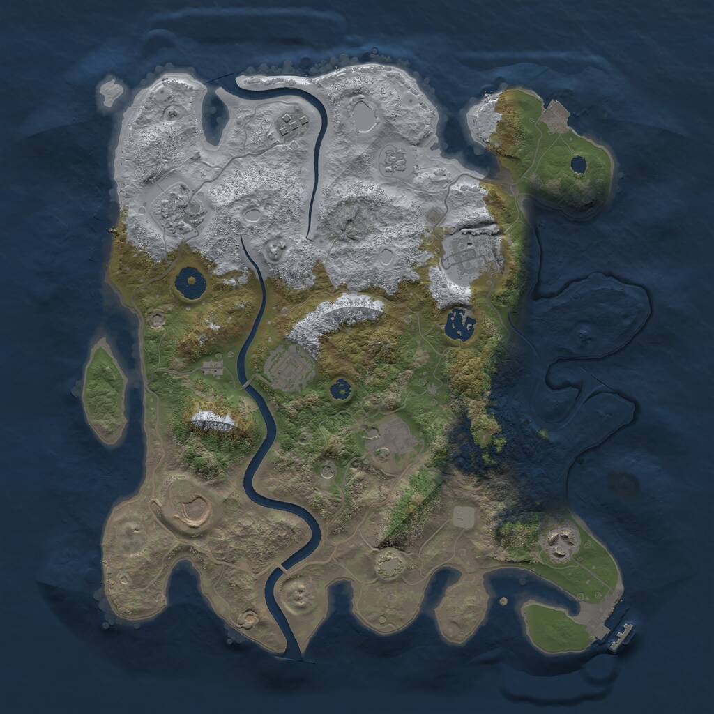 Rust Map: Procedural Map, Size: 3500, Seed: 102748983, 13 Monuments