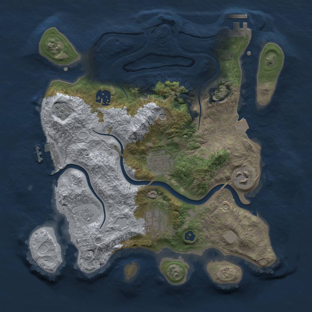 Rust Map: Procedural Map, Size: 3000, Seed: 1275843, 11 Monuments