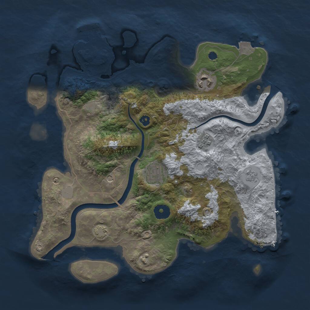 Rust Map: Procedural Map, Size: 3000, Seed: 222989387, 8 Monuments