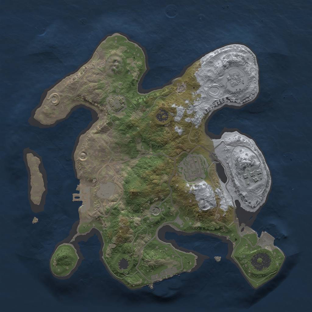 Rust Map: Procedural Map, Size: 2500, Seed: 68, 10 Monuments