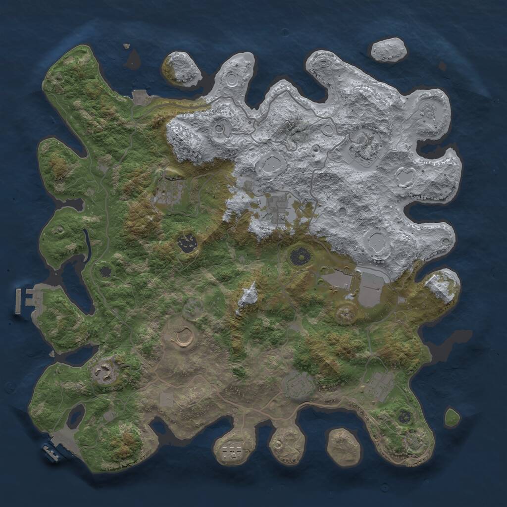 Rust Map: Procedural Map, Size: 4000, Seed: 504429498, 16 Monuments