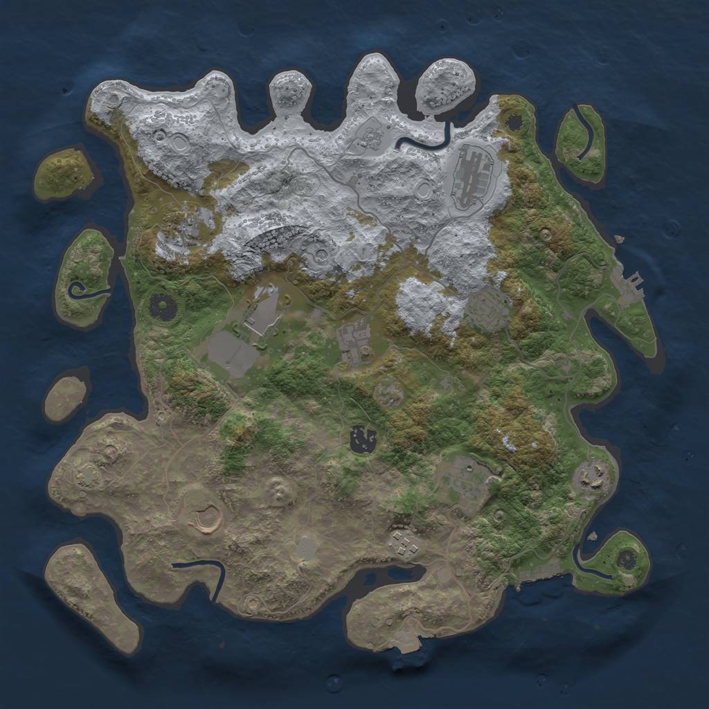 Rust Map: Procedural Map, Size: 3750, Seed: 1761498303, 18 Monuments