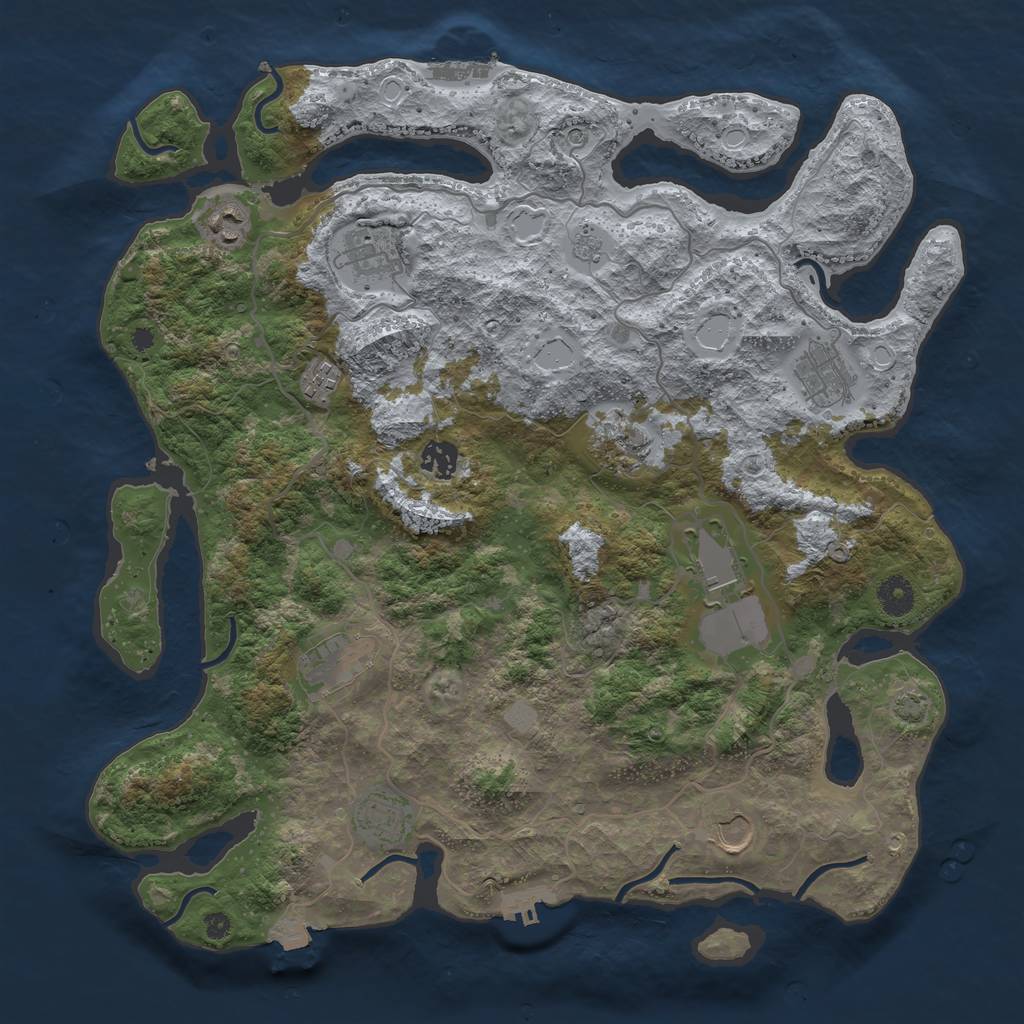 Rust Map: Procedural Map, Size: 4000, Seed: 260239872, 18 Monuments