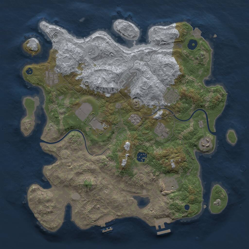 Rust Map: Procedural Map, Size: 3700, Seed: 632785920, 15 Monuments