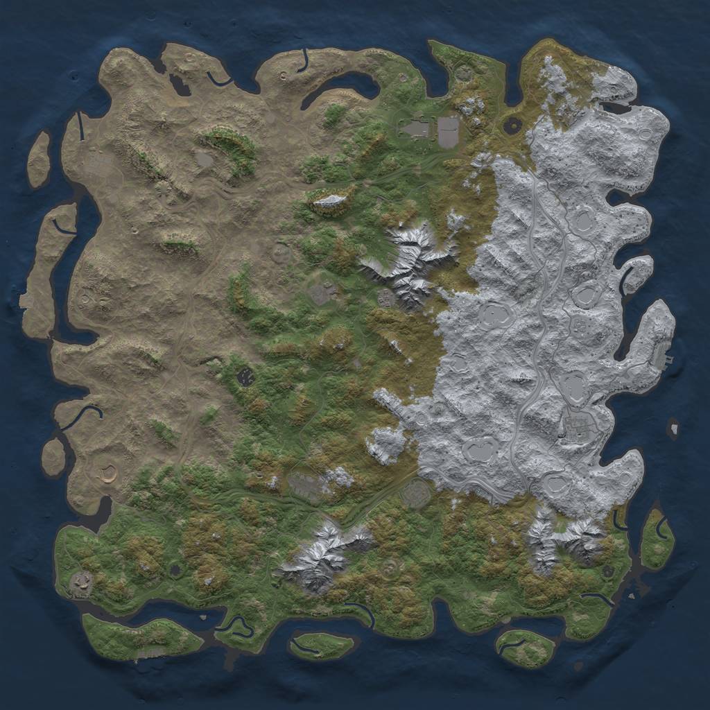 Rust Map: Procedural Map, Size: 6000, Seed: 621377326, 19 Monuments