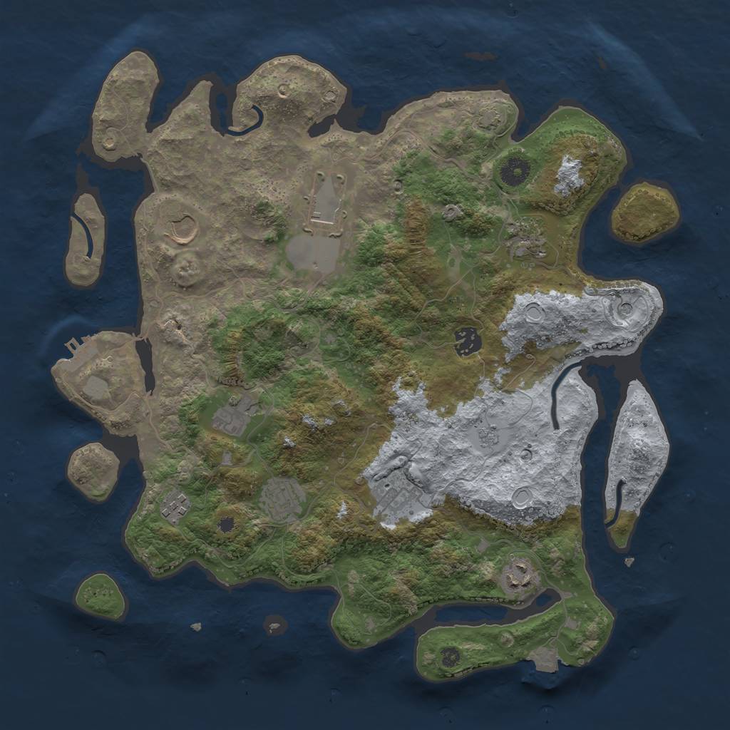 Rust Map: Procedural Map, Size: 3800, Seed: 13375840, 16 Monuments