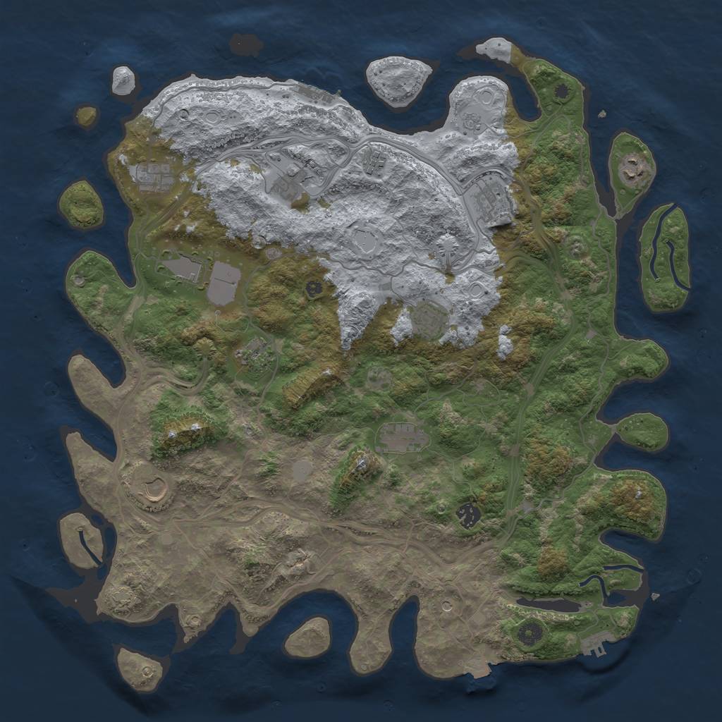 Rust Map: Procedural Map, Size: 4500, Seed: 1175940974, 19 Monuments
