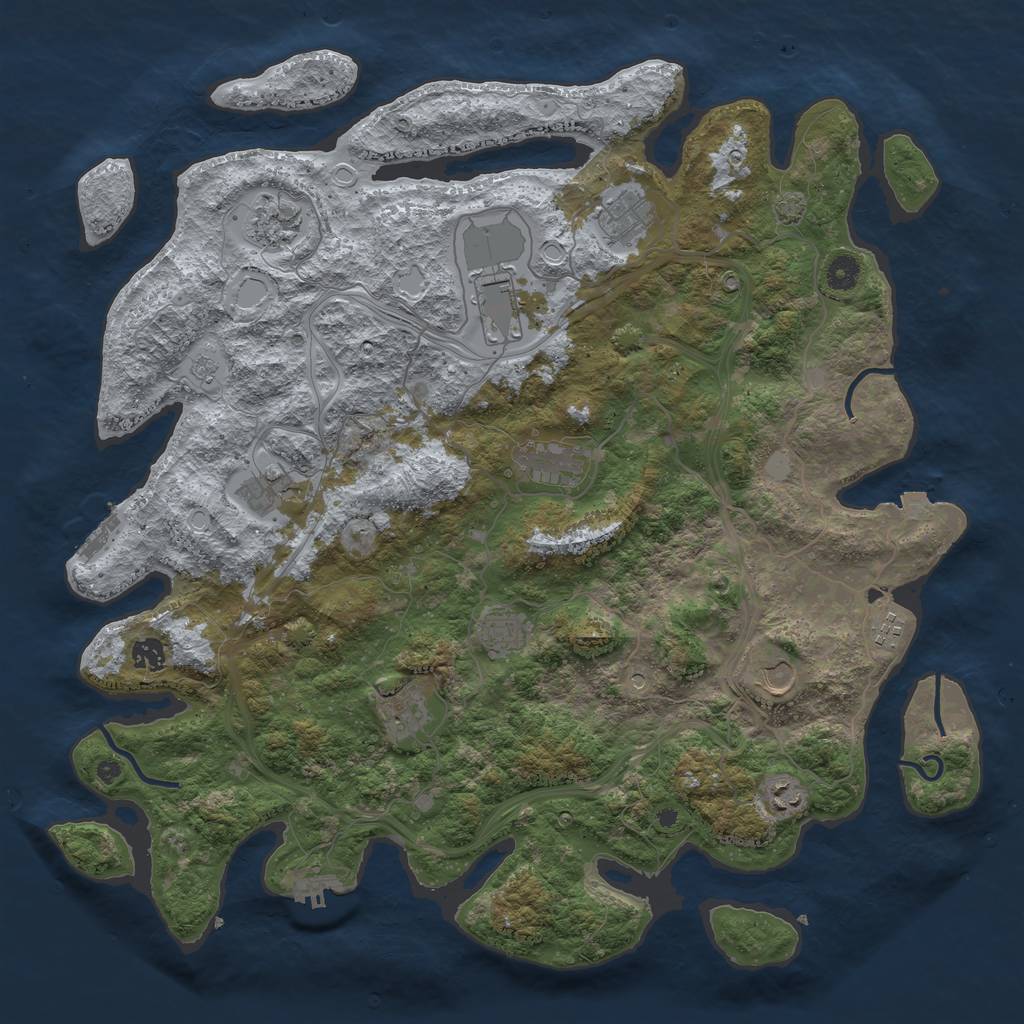 Rust Map: Procedural Map, Size: 4500, Seed: 1063493411, 19 Monuments