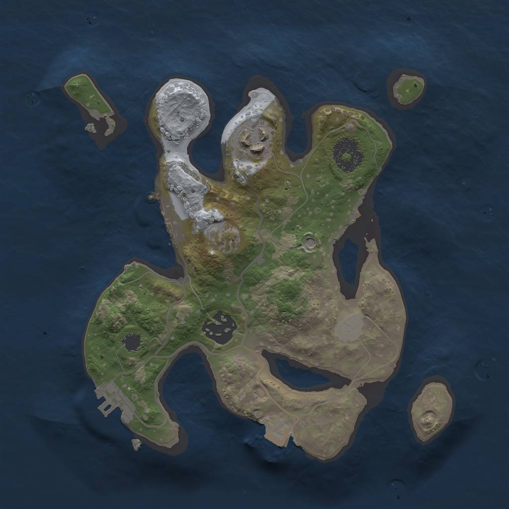 Rust Map: Procedural Map, Size: 2400, Seed: 258739226, 7 Monuments