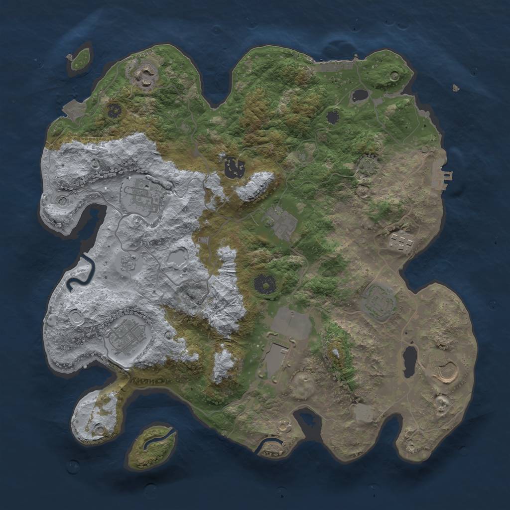 Rust Map: Procedural Map, Size: 3500, Seed: 1103452966, 17 Monuments