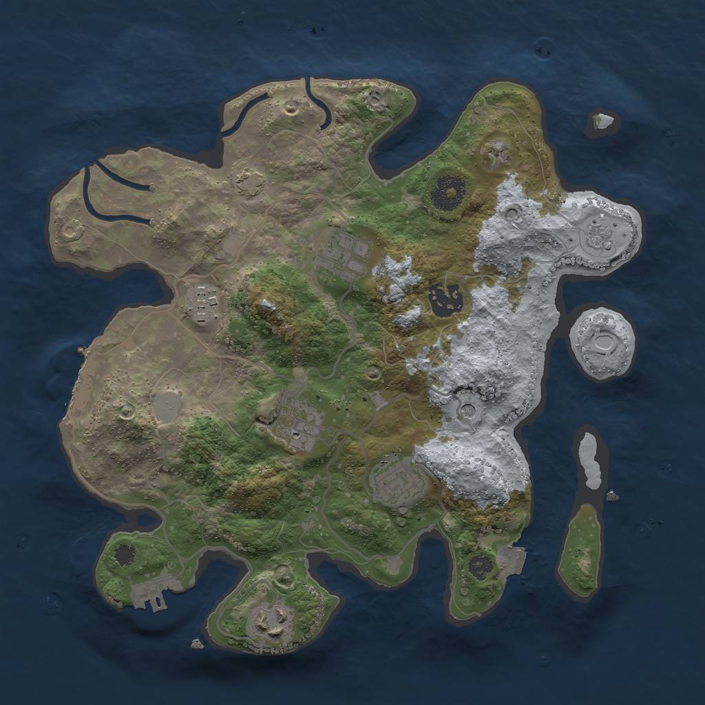 Rust Map: Procedural Map, Size: 3000, Seed: 24665, 14 Monuments