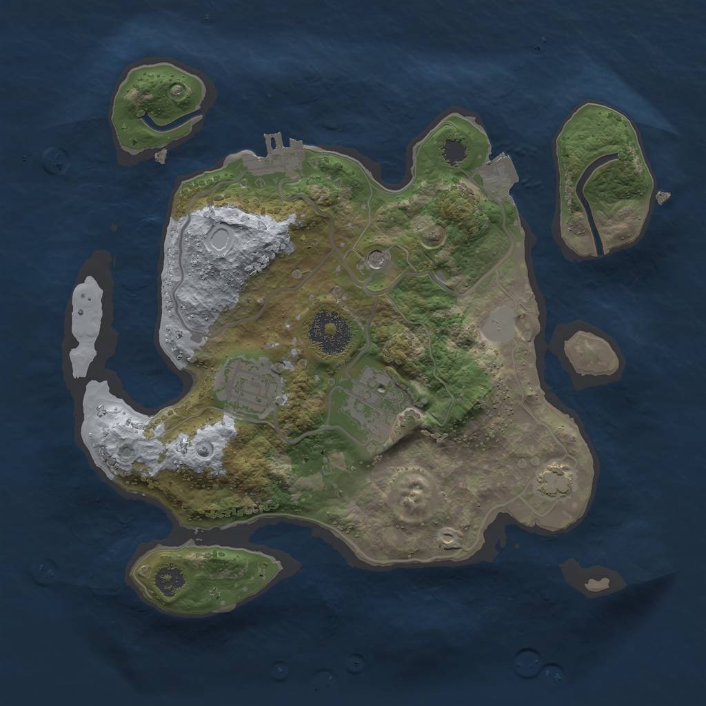 Rust Map: Procedural Map, Size: 2500, Seed: 302115210, 8 Monuments