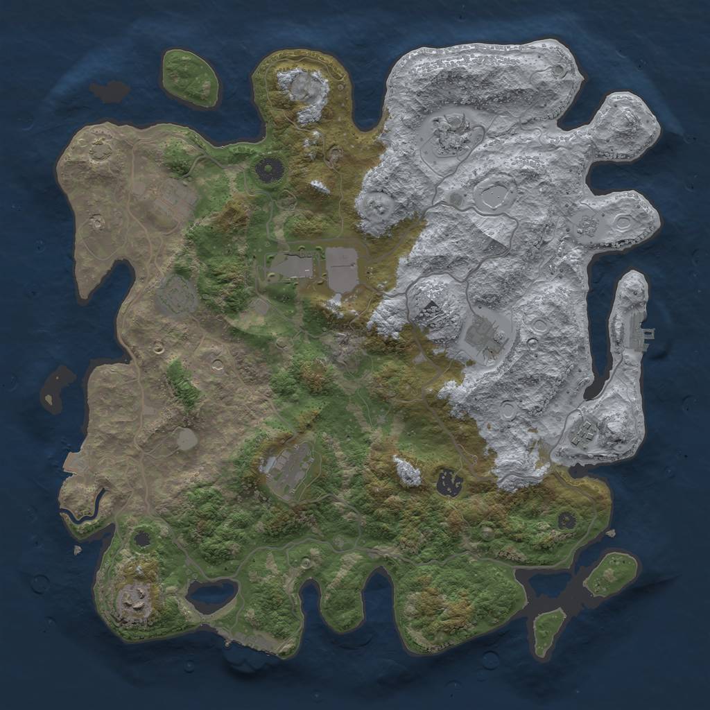 Rust Map: Procedural Map, Size: 4000, Seed: 2003343513, 17 Monuments