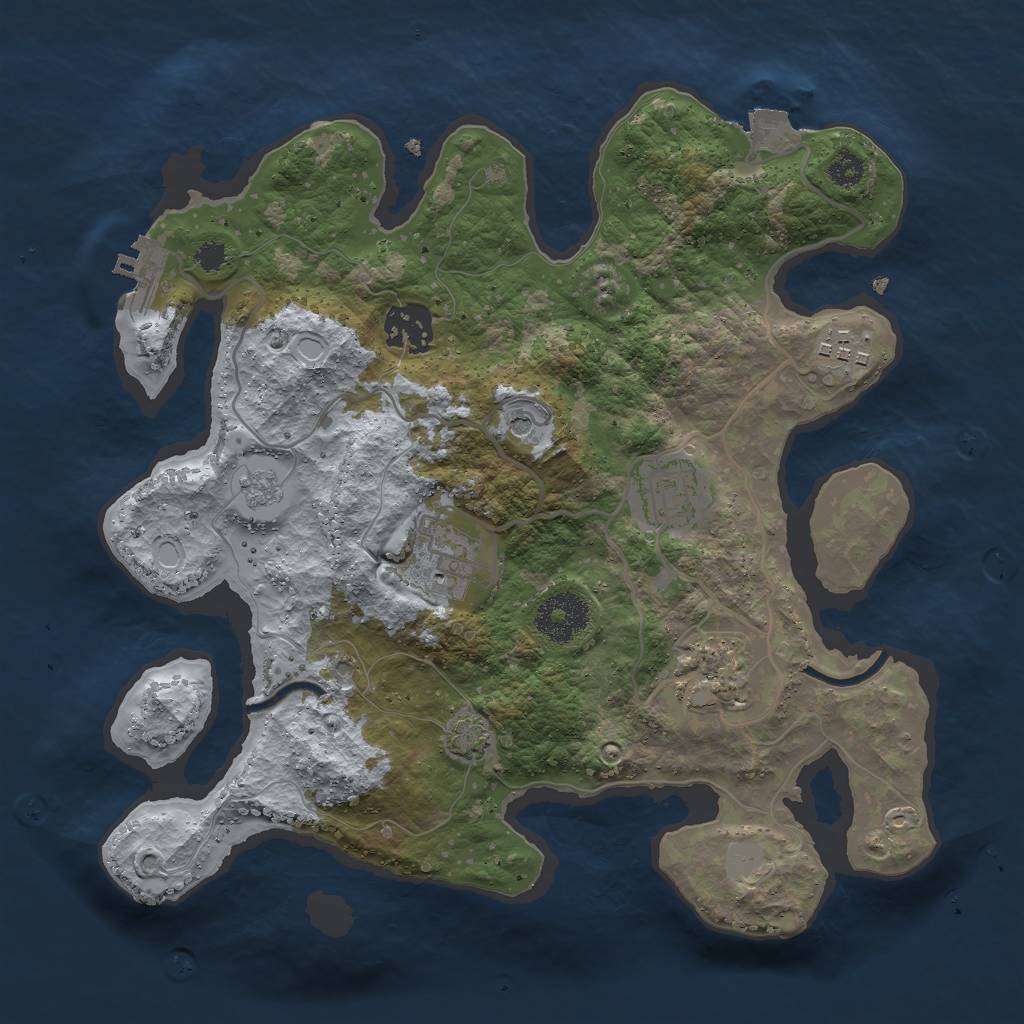 Rust Map: Procedural Map, Size: 3000, Seed: 112211, 12 Monuments
