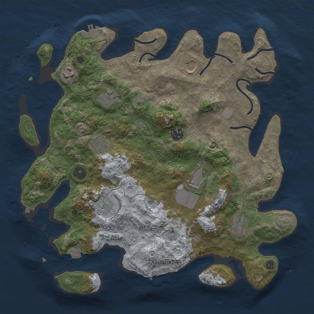 Rust Map: Procedural Map, Size: 3700, Seed: 1106785677, 16 Monuments