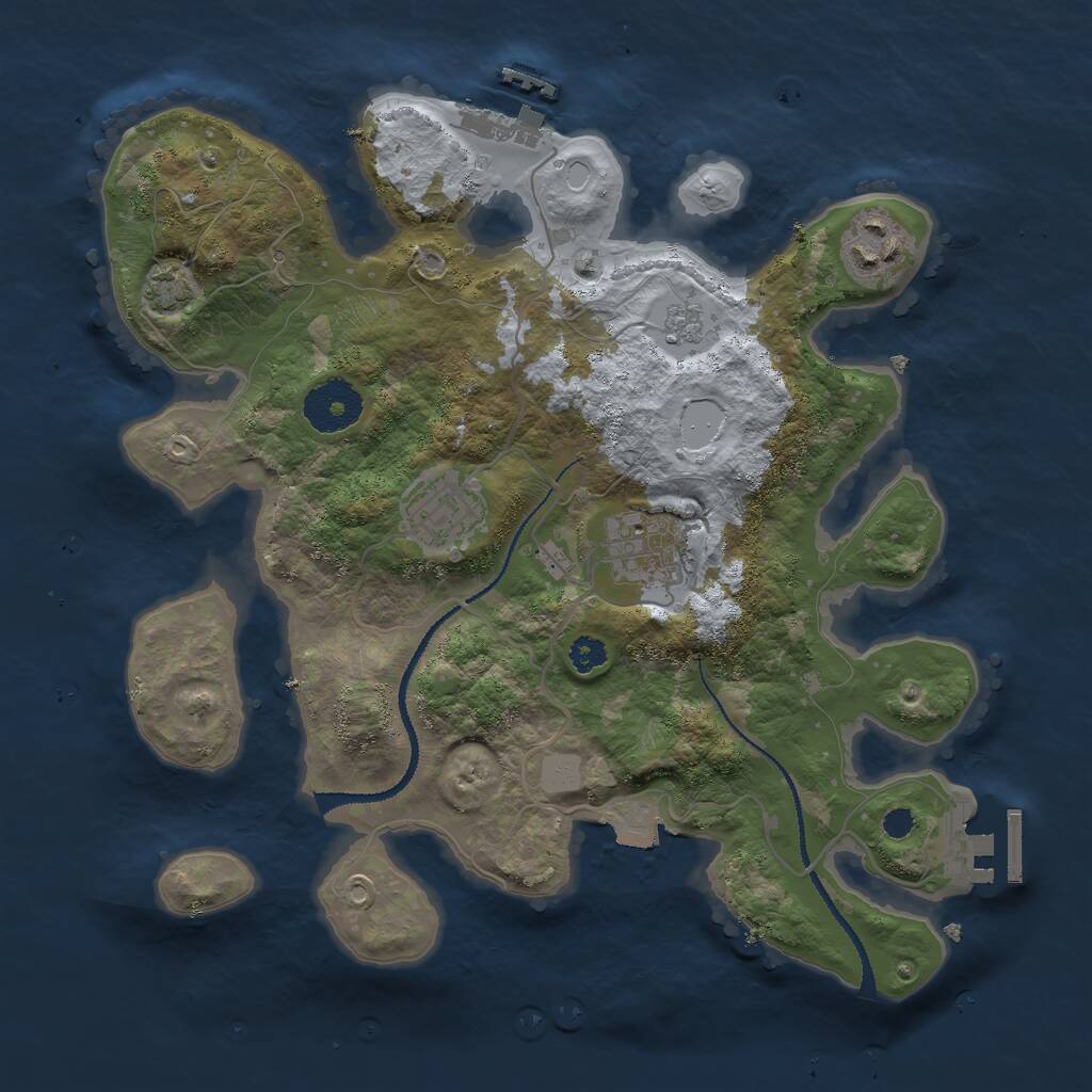 Rust Map: Procedural Map, Size: 3000, Seed: 1106886942, 8 Monuments