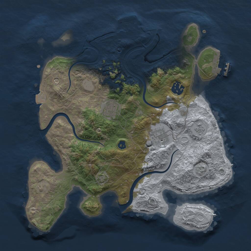 Rust Map: Procedural Map, Size: 3000, Seed: 1496417678, 9 Monuments