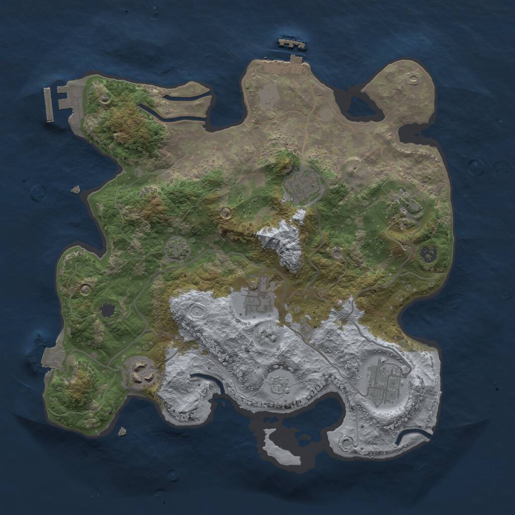 Rust Map: Procedural Map, Size: 3000, Seed: 735612926, 10 Monuments
