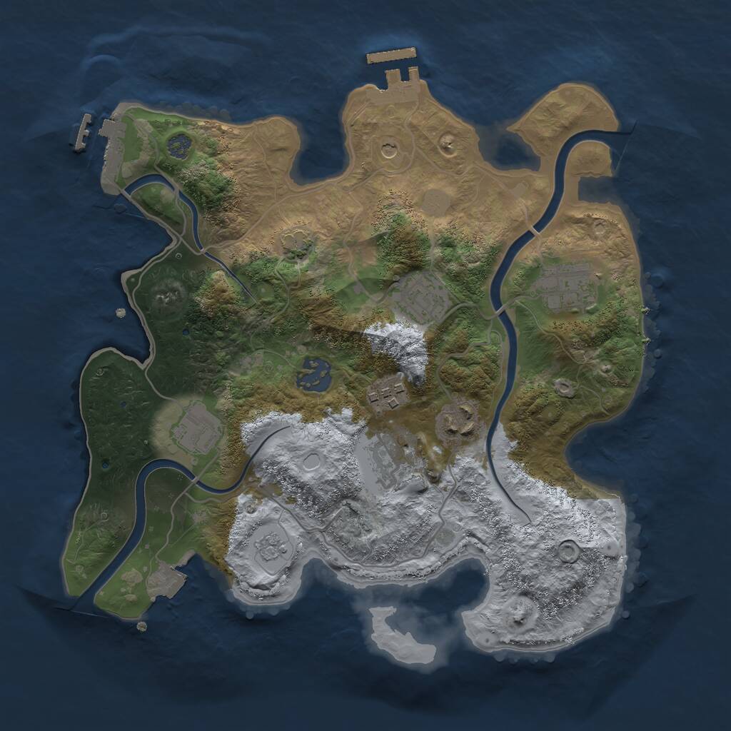 Rust Map: Procedural Map, Size: 3000, Seed: 735612926, 12 Monuments