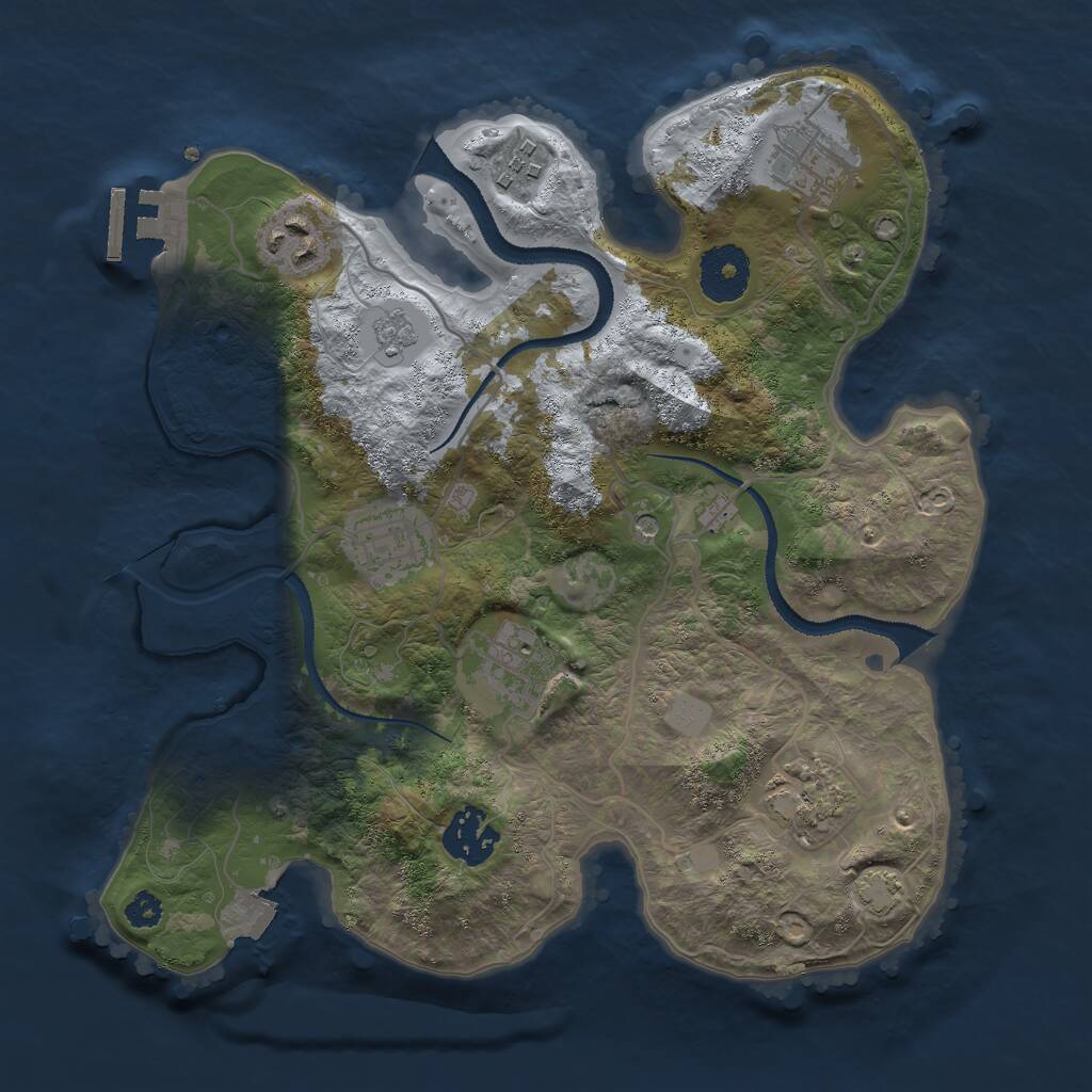 Rust Map: Procedural Map, Size: 3000, Seed: 2343, 12 Monuments