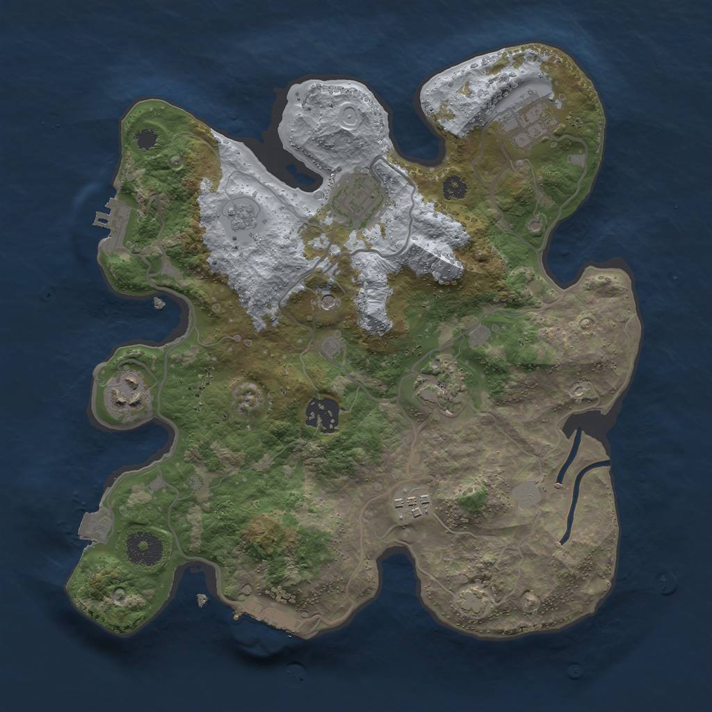 Rust Map: Procedural Map, Size: 3000, Seed: 2343, 14 Monuments