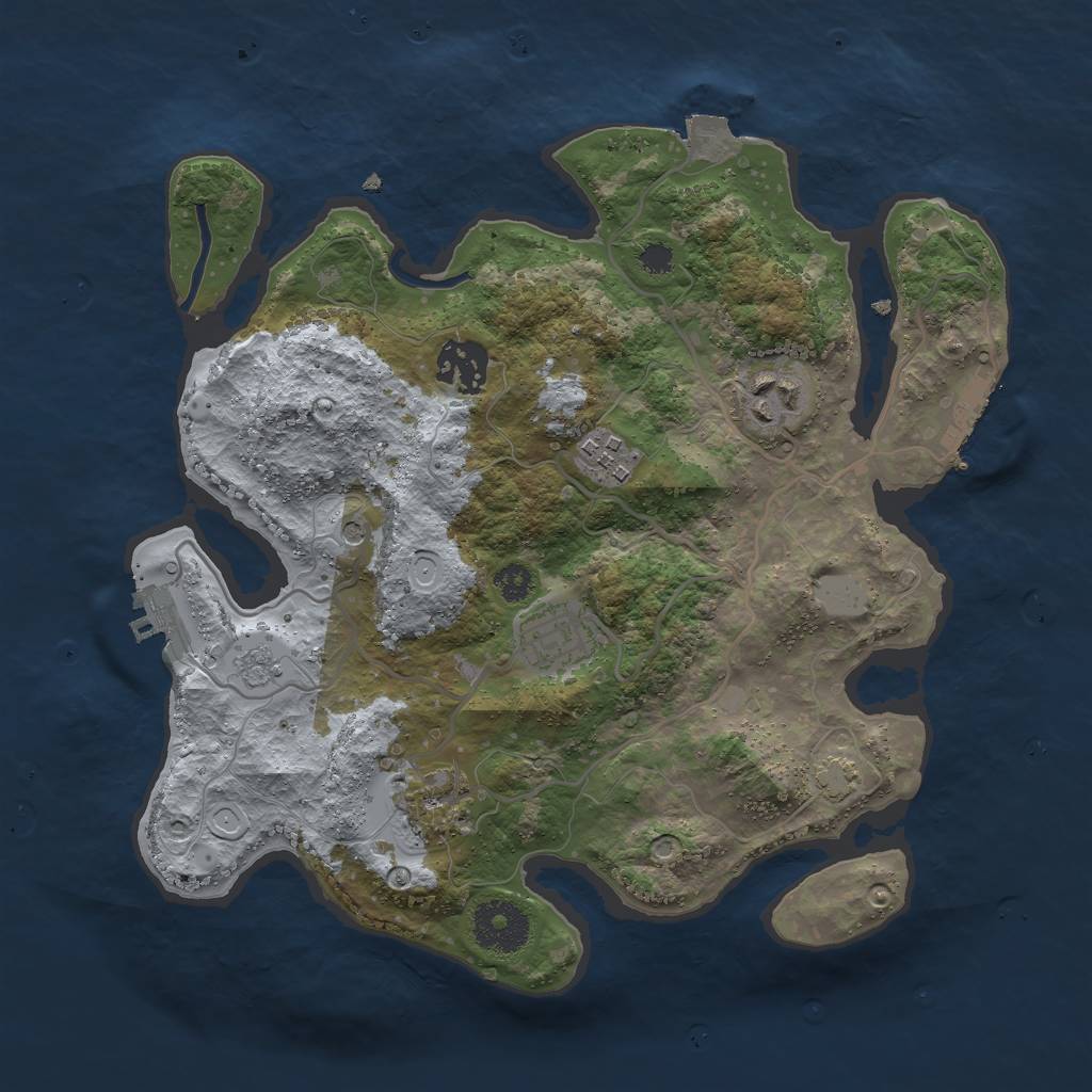 Rust Map: Procedural Map, Size: 3000, Seed: 1883186268, 13 Monuments