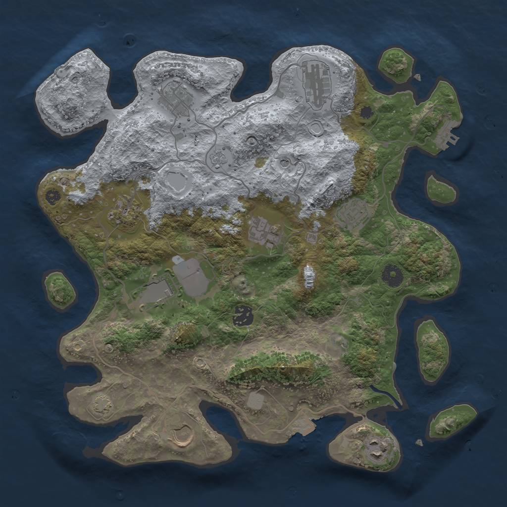 Rust Map: Procedural Map, Size: 3500, Seed: 546565463, 16 Monuments