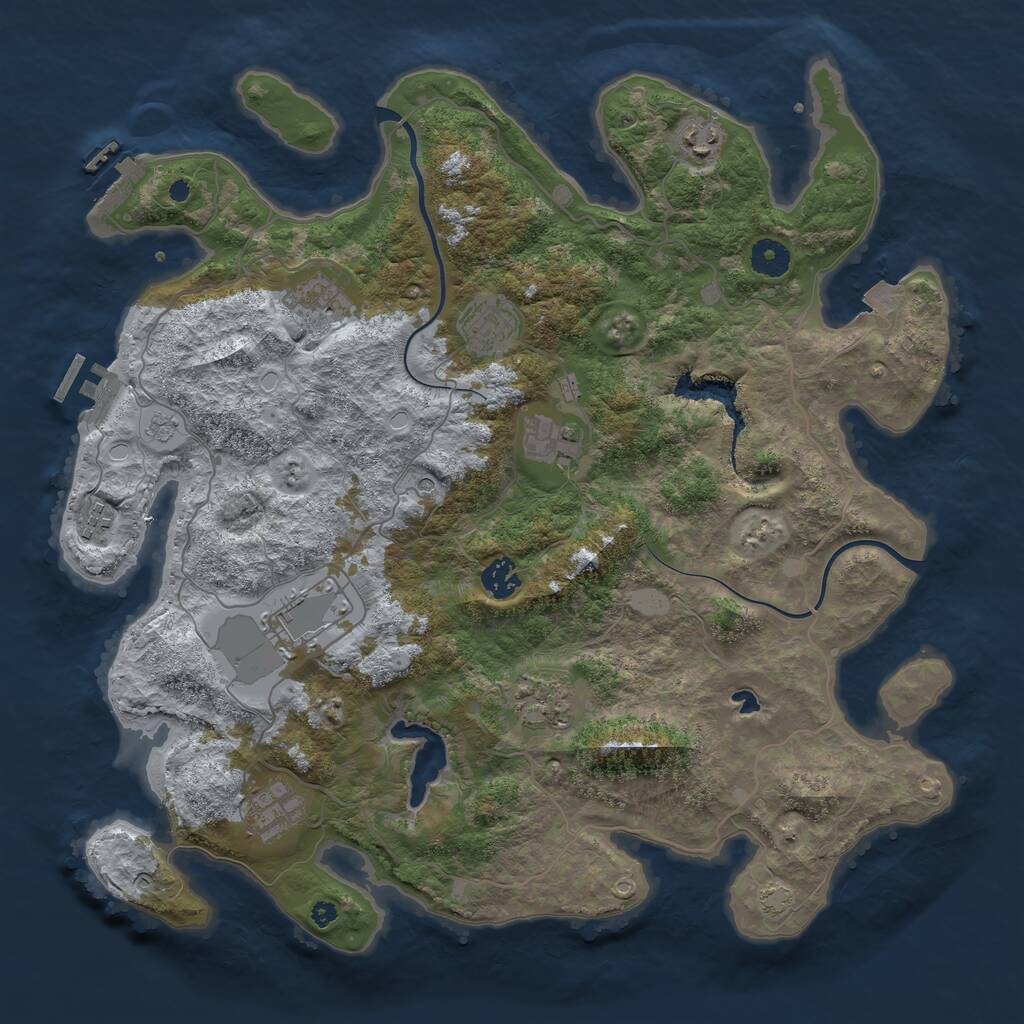 Rust Map: Procedural Map, Size: 4000, Seed: 2072985598, 15 Monuments
