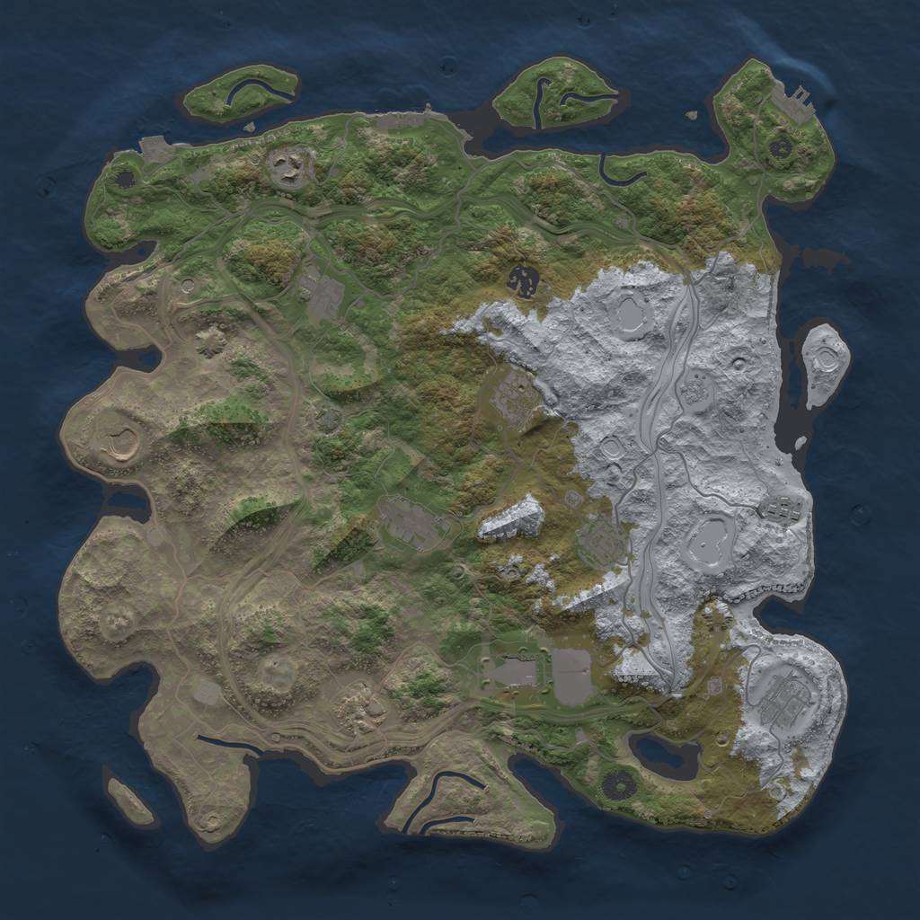 Rust Map: Procedural Map, Size: 4250, Seed: 884696628, 19 Monuments