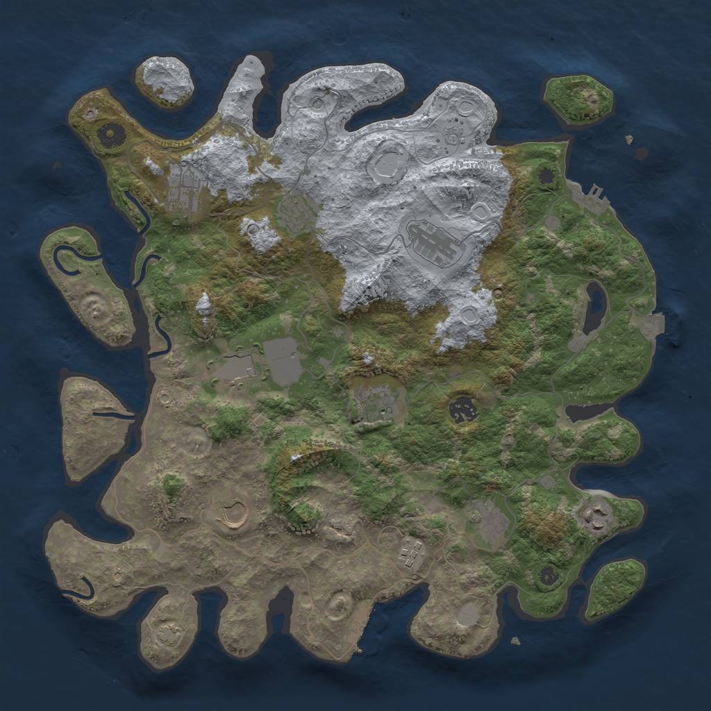 Rust Map: Procedural Map, Size: 3950, Seed: 90753825, 18 Monuments