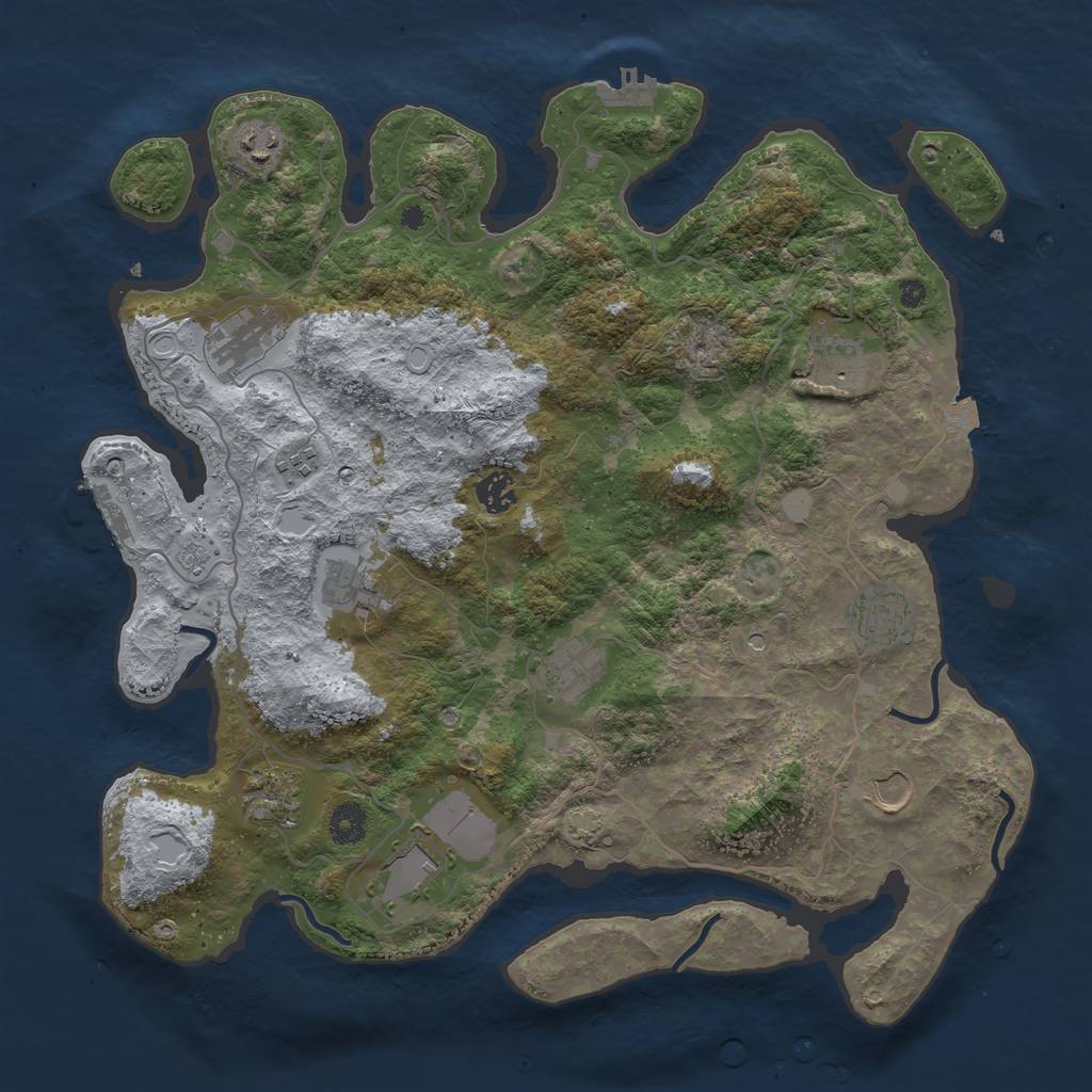 Rust Map: Procedural Map, Size: 4000, Seed: 1739299742, 19 Monuments