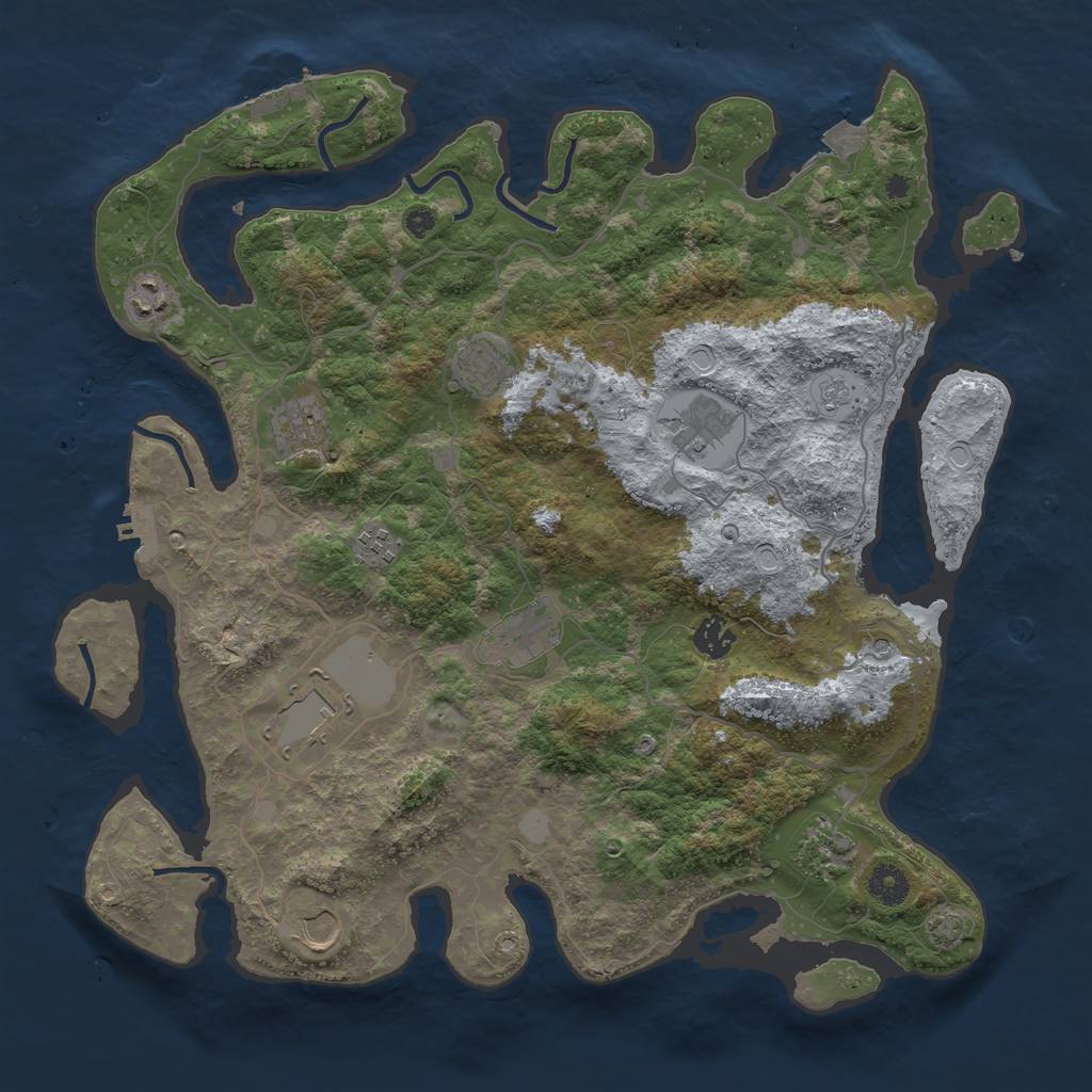 Rust Map: Procedural Map, Size: 4000, Seed: 829898832, 18 Monuments