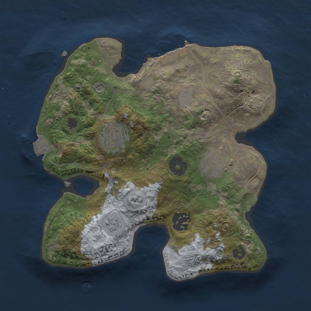 Rust Map: Procedural Map, Size: 2500, Seed: 649547735, 10 Monuments