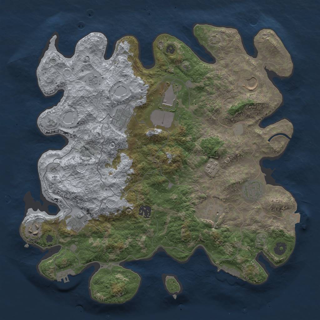 Rust Map: Procedural Map, Size: 3700, Seed: 98026401, 17 Monuments