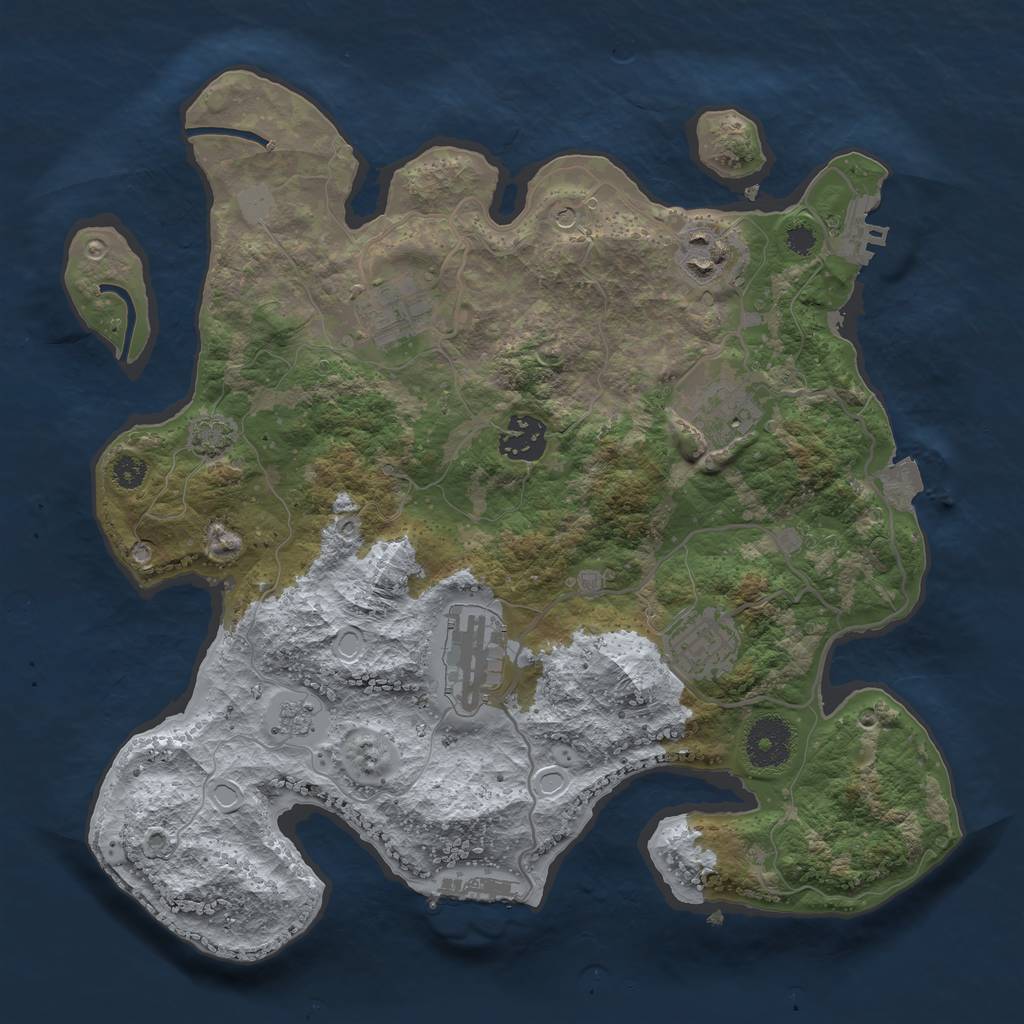 Rust Map: Procedural Map, Size: 3211, Seed: 2147483647, 14 Monuments