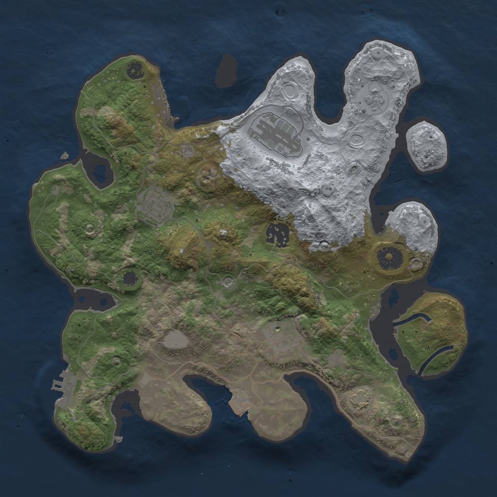 Rust Map: Procedural Map, Size: 3000, Seed: 4914, 12 Monuments