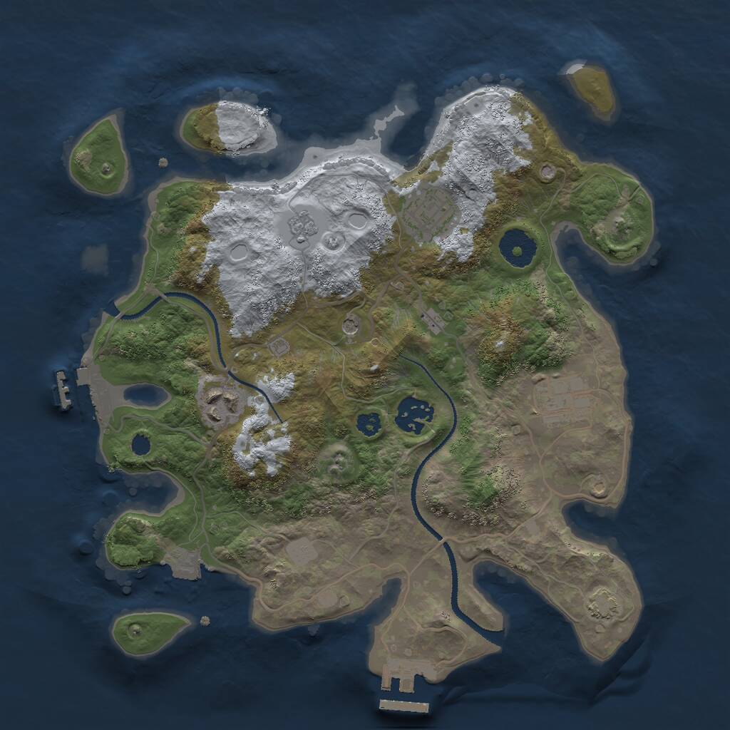 Rust Map: Procedural Map, Size: 3000, Seed: 1500286479, 10 Monuments