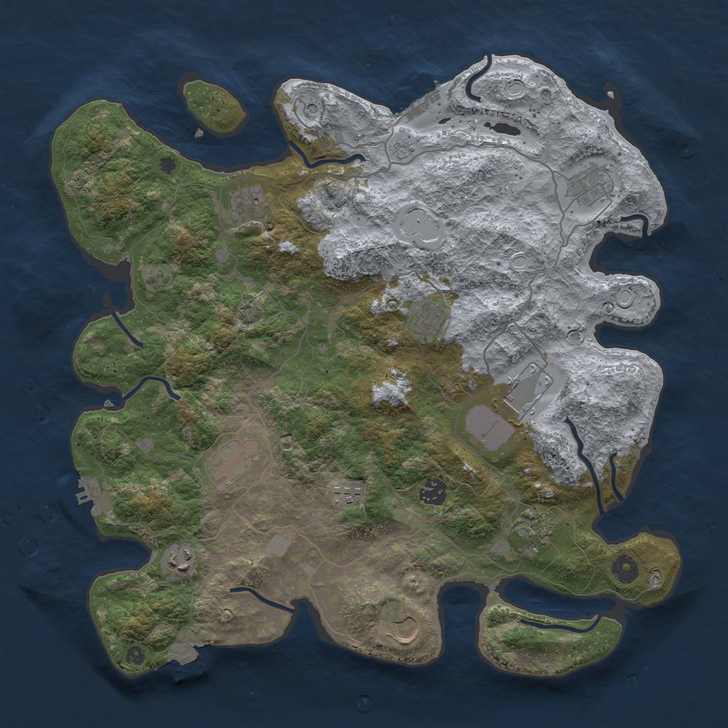 Rust Map: Procedural Map, Size: 4000, Seed: 133809432, 18 Monuments