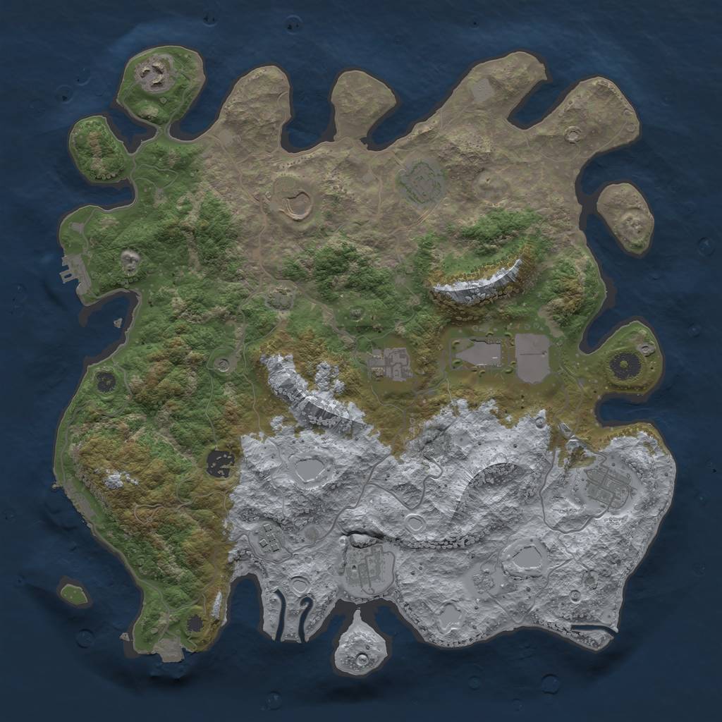 Rust Map: Procedural Map, Size: 3809, Seed: 50000, 17 Monuments