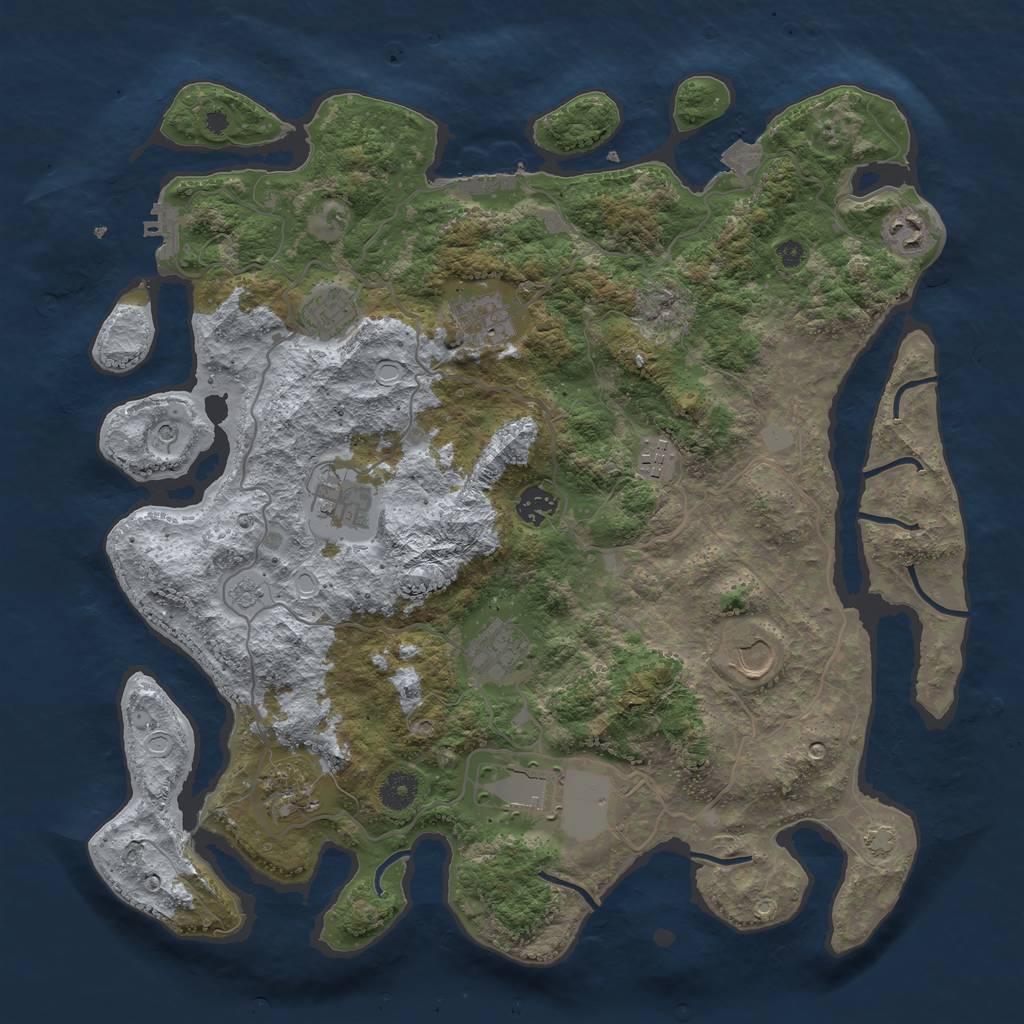 Rust Map: Procedural Map, Size: 4000, Seed: 1293036163, 18 Monuments